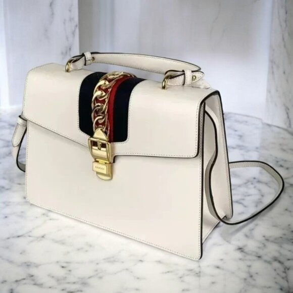 NWT Authentic  Gucci Stone Color Sylvie large Top Handle Bag - Picture 1 of 13